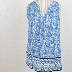 END OF YEAR SALE  Ava Christine Blue & Turquoise sleeveless top  SZ: L